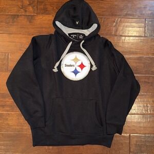 Antigua Pittsburg Stealers Patch Black Hoodie Size XL Thick Fleece Quality EUC